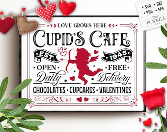 Cupid's Cafe svg, Farmhouse Valentine svg, Cupid's Cafe