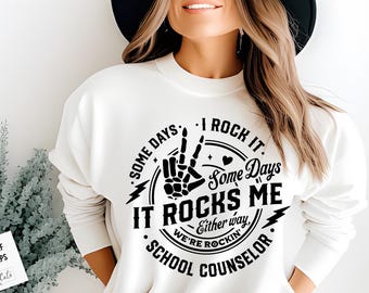 Some days I rock it some days it rocks me svg, School Counselor svg, Rocking School Counselor svg, Funny School Counselor skull svg