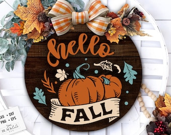 Bonjour cintre de porte d’automne svg Cintre de porte d’automne SVG, cintre de porte d’automne svg Fichiers découpés au laser Panneau de bienvenue SVG Panneau de porte d’entrée Glowforge