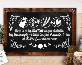 Always throw spilled salt SVG, Witch kitchen svg, Magic Kitchen svg, Kitchen vintage poster svg, Witches Kitchen svg, Wicthcraft svg