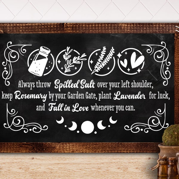 Always throw spilled salt SVG, Witch kitchen svg, Magic Kitchen svg, Kitchen vintage poster svg, Witches Kitchen svg, Wicthcraft svg