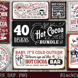 Hot Cocoa Bundle SVG Bundle 40 Designs Vintage Christmas SVG 