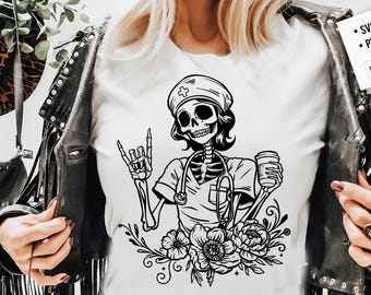 Skeleton Nurse clipart svg, Nurse rock svg, Rocking the nurse life svg, Nurse life mode svg, Nurse Svg