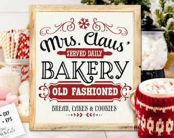 Mevrouw Claus bakkerij svg, Kerstbakkerij svg, Peperkoek svg, Kerst bakken svg, Mevrouw Claus svg, Boerderij Kerst svg, Vintage