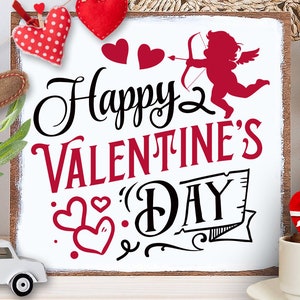 Happy Valentines Day to me svg, Valentine&#39;s Day SVG, Farmhouse valentine, Retro Valentine svg, Cupid label svg, Cupid svg