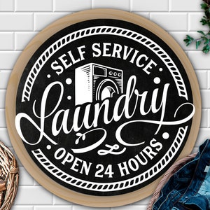 Laundry self service round sign svg,  laundry room svg, laundry svg,  laundry poster svg, bathroom svg, vintage poster svg,