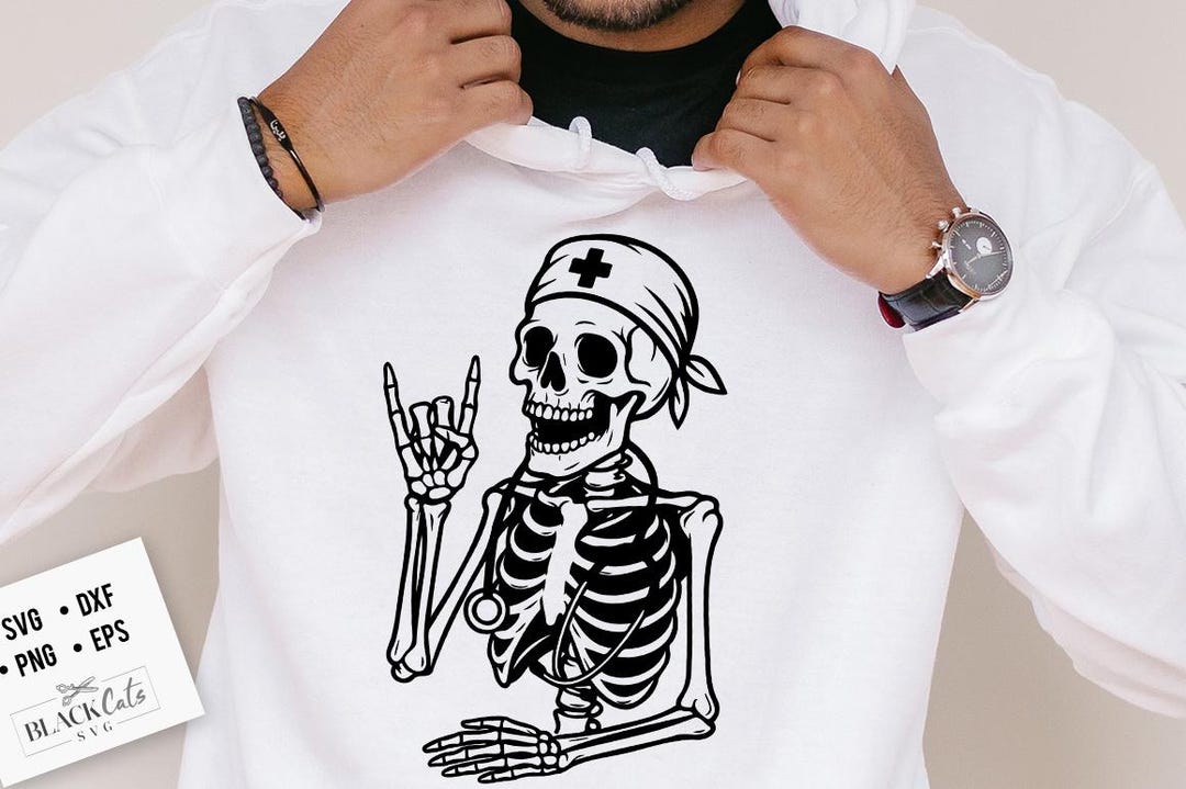 Skeleton Nurse Male Clipart Svg, Nurse Rock Svg, Rocking the Nurse Life ...