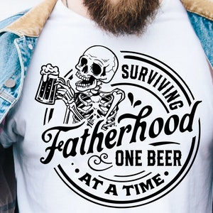 Surviving fatherhood one beer at a time svg, Father's Day svg, Funny Dad svg, Birthday Dad svg, Dad svg, Vintage birthday svg