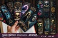 Dark Romance Bookmarks PNG, Dark Fantasy PNG, Tarot cards bookmarks, 40 bookmarks Gothic bookmarks, Printable skulls bookmarks PNG product logo