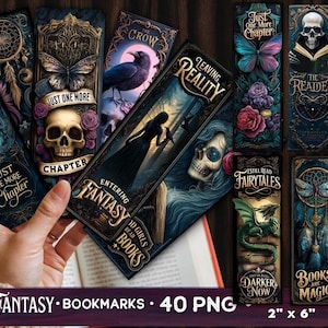 Marcadores de romance oscuro PNG, Fantasía oscura PNG, Marcadores de cartas del tarot, 40 marcadores góticos, Marcadores de calaveras imprimibles PNG