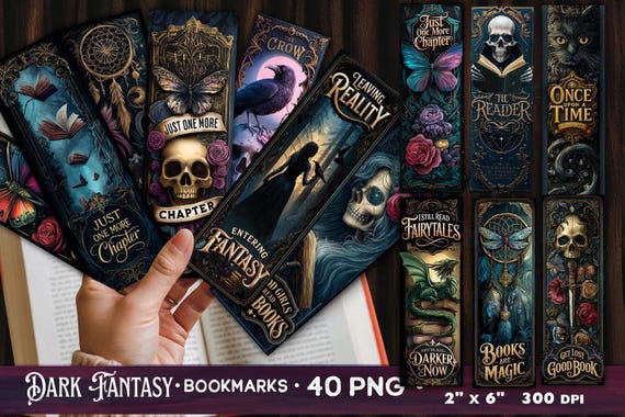 Dark Romance Bookmarks PNG, Dark Fantasy PNG, Tarot cards bookmarks, 40 bookmarks Gothic bookmarks, Printable skulls bookmarks PNG