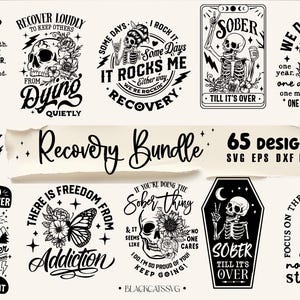 Genesungs-Bundle 65 designs SVG, Nüchternheit svg, Sucht-Wiederherstellungs-Svg-Bundle, Motivations-Wiederherstellungs-Bündel svg, Nüchternes SVG