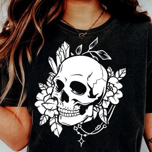 Calavera floral svg, Calavera y rosa svg, Flores de calavera svg, Ilustración mágica svg, calavera svg, Ilustración mágica svg