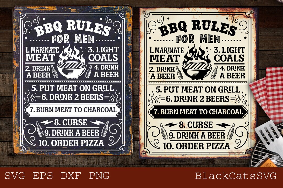 BBQ Rules for Men Svg, BBQ Poster Svg, BBQ Rules Svg, Grill Svg Etsy