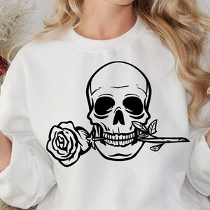 Skull and rose SVG, Skeleton Valentines Day svg, Skeleton valentine&#39;s day SVG, valentine&#39;s day skeleton SVG, Romantic skeleton svg
