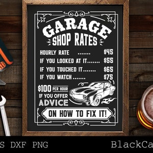 Garage shop rates svg, Garage svg, Dads garage svg, Tools svg, Father&#39;s day gift svg