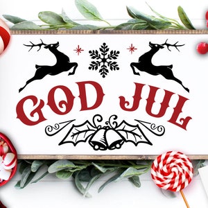 God Jul Svg, Scandinavian Christmas Svg, God Jul Rustic Sign Svg