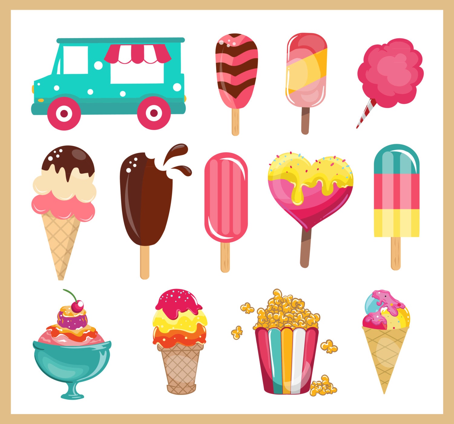 Summer sweets and treats Clip Art / Digital Clipart - Instant Download - EP...