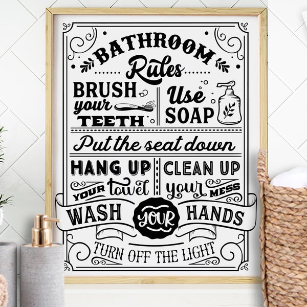 Bathroom rules svg, Bathroom SVG, Bath SVG, Rules SVG, Farmhouse Svg, Rustic Sign Svg, Country Svg, Vinyl Designs