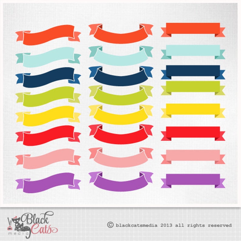 Digital Scrapbooking Ribbons Clipart 24 Ribbons Clip Art Etsy