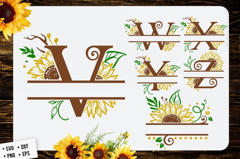 Free Free 112 Sunflower Split Monogram Svg SVG PNG EPS DXF File