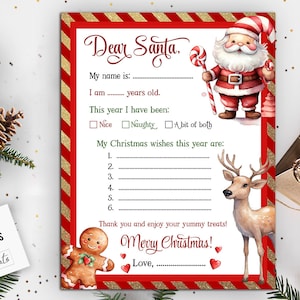 Letter to Santa PRINTABLE, Santa Letter,  Kids Letter to Santa, Easy To Print Letter To Santa , Christmas Printable, Letter Santa Claus