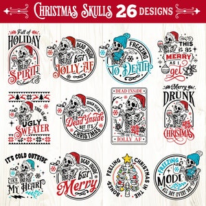 Christmas skulls bundle SVG, Christmas skeleton svg, Funny Christmas svg, Christmas bundle svg