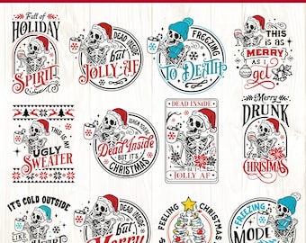 Christmas skulls bundle SVG, Christmas skeleton svg, Funny Christmas svg, Christmas bundle svg