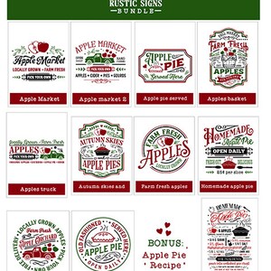 Apple Rustic Sign Svg, Rustic Fall Bundle Svg, Apple Bundle Svg, Rustic ...