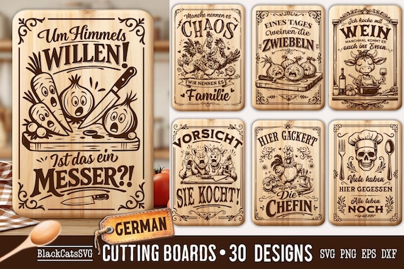Funny German Cutting Board Engraving File, Deutsch Sarcastic Cutting Board SVG Laser Engraving File Charcuterie Cutting Board SVG Png Dxf