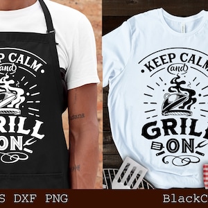Bleib ruhig und Grill auf svg, Grill auf svg, Barbecue svg, Grillen svg, Dad's Bar und Grill svg, BBQ Cut File, lustige Schürze svg