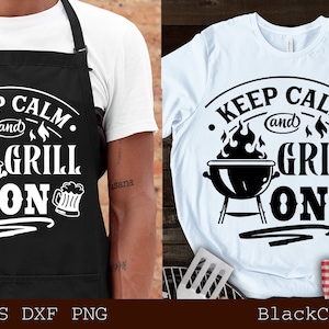 Gardez votre calme et grillez sur svg, Barbecue svg, Griller svg, Papa's Bar and Grill svg, Cadeau de fête des pères svg, Fichier de coupe BBQ, Tablier drôle svg