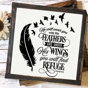 Er wird Dich mit seinem Federn svg, Bibel svg, Bibelvers svg, Glaube svg, Jesus svg, Selbstliebe Affirmationen svg, Gott svg