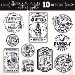Survivre uniquement par dépit SVG, lot de svg humour noir, par dépit SVG, lot de chauve-souris svg, lot de tarot svg, svg de cartes de tarot drôle