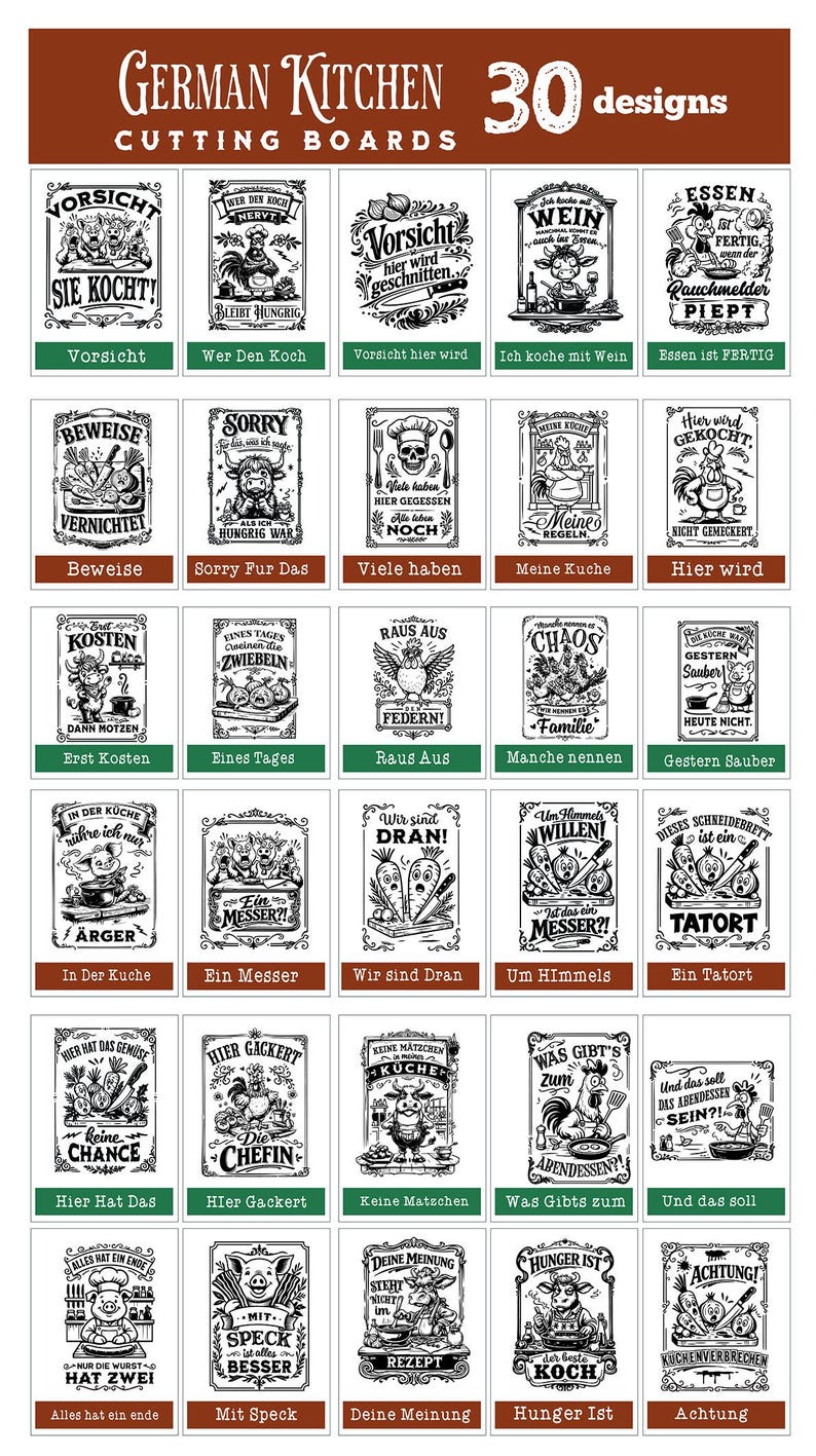 Archivo de grabado de tabla de cortar alemana divertida, tabla de cortar alemana sarcástica SVG, archivo de grabado láser, tabla de cortar de charcutería SVG, PNG, DXF imagen 6