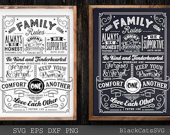 House Rules Bible Verses SVG, House rules poster svg, Welcome to our house svg, House rules svg,  In this house poster svg,