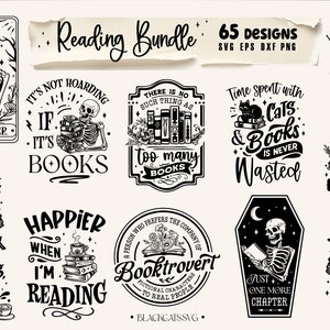 Reading Bundle 65 designs SVG, Floral books svg, Book lover svg bundle, Books bundle svg, Pile of books bundle svg, Book dragon svg image 2