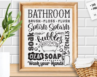 Bathroom subway art svg, Bathroom SVG, Bath SVG, Rules SVG, Farmhouse Svg, Rustic Sign Svg, Country Svg, Vinyl Designs