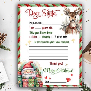 Letter to Santa PRINTABLE, Santa Letter,  Kids Letter to Santa, Easy To Print Letter To Santa , Christmas, Printable, Letter Santa Claus