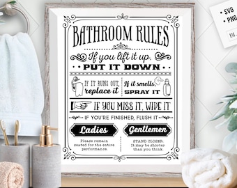 Bathroom rules svg, Bathroom SVG, Bath SVG, Rules SVG, Farmhouse Svg, Rustic Sign Svg, Country Svg, Vinyl Designs