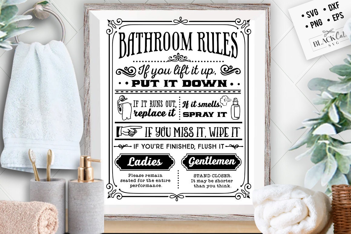 Bathroom Rules Svg Bathroom Svg Bath Svg Rules Svg Etsy Uk