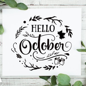 Ciao ottobre svg, ottobre svg, autunno svg, autunno svg design, ringraziamento svg, happy fall svg