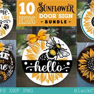 Girasole porta segno svg bundle 10 disegni, gancio porta girasole svg, segni rotondi girasole svg