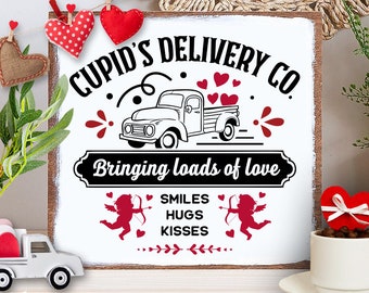 Cupid's Delivery Co svg, Cupid's Delivery svg, Love truck svg, Farmhouse Valentine svg