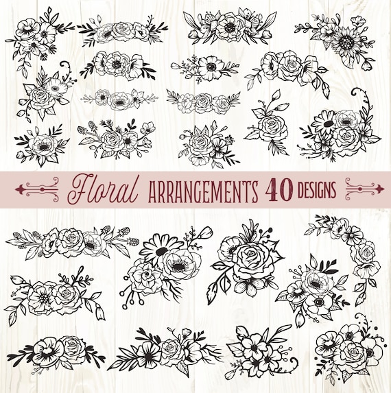 Floral arrangements svg, Flower svg bundle , Floral border svg,Flower bouquet svg, Floral bundle clipart, Floral bouquet png