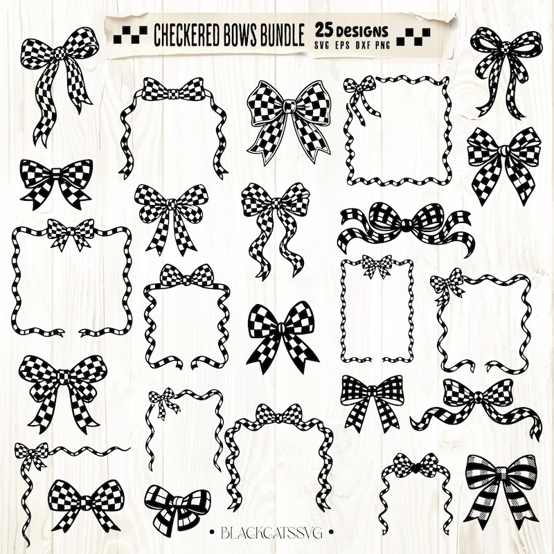Checkared Pattern Bow Checker Bow Svg - Etsy