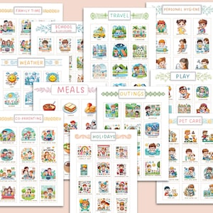 Cartes et tableaux de routines pour enfants, 1 200 cartes de routines quotidiennes, tableau de routines pour enfants, liste de contrôle du rythme quotidien, tableau des tâches ménagères, programme visuel