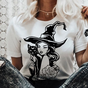 Witch and black cat svg, Witch svg, Magic cat svg, sphynx cat svg, Magic cat svg,  Magic illustration svg, skull svg, Magic Illustration svg
