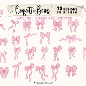 Ribbon Bow SVG Bundle, Coquette Bows Bundle Svg,Ribbon coquette Bow svg, Bow Svg Png, Hair Bow Svg, Bow outline svg,  Coquette Bows SVG