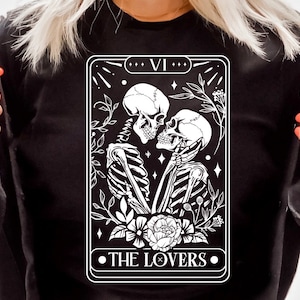 The Lovers Tarot Karte SVG, The Lovers svg, The Lovers SVG, Skeleton Love Tarot Card SVG, Skeleton love floral svg